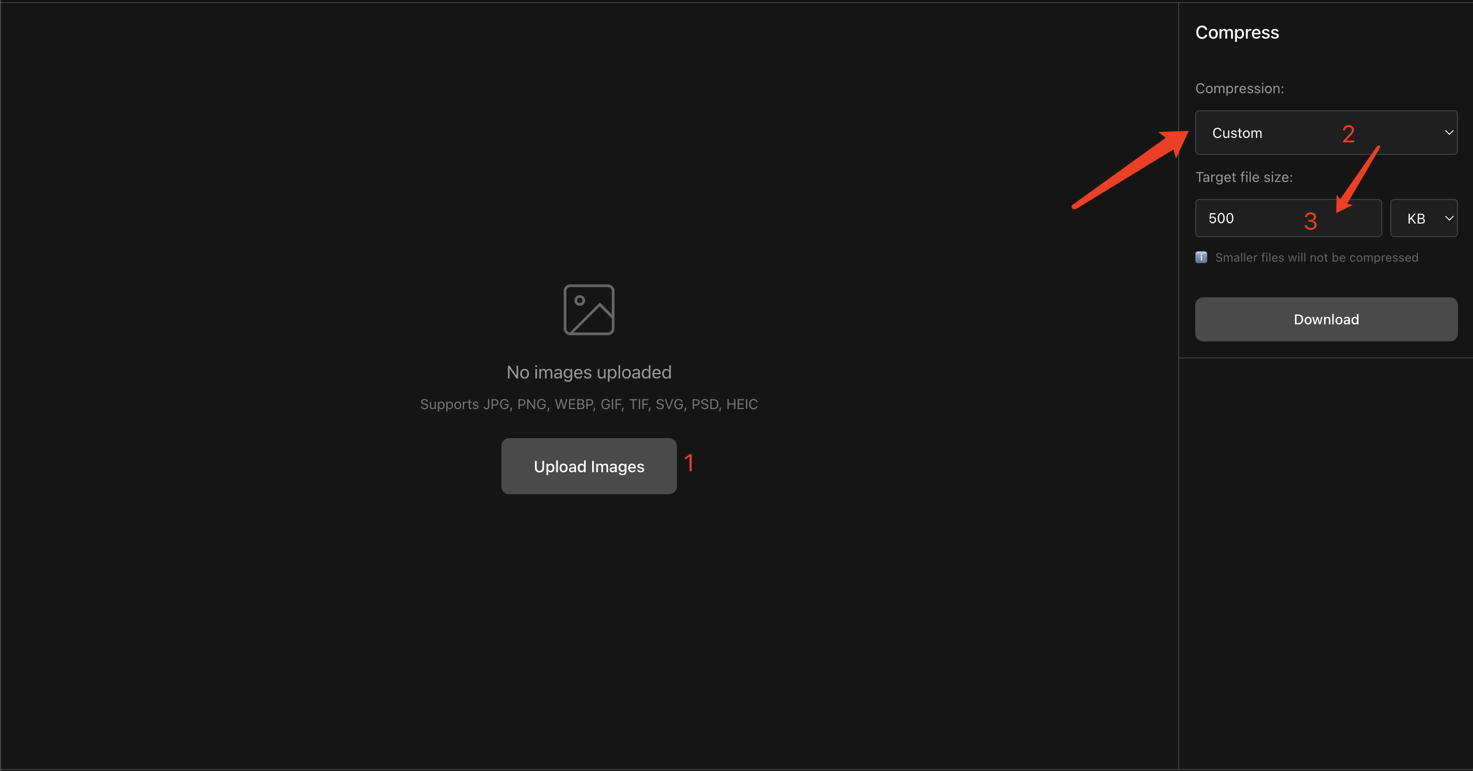 Maximum compression and custom target size in PhoEdit