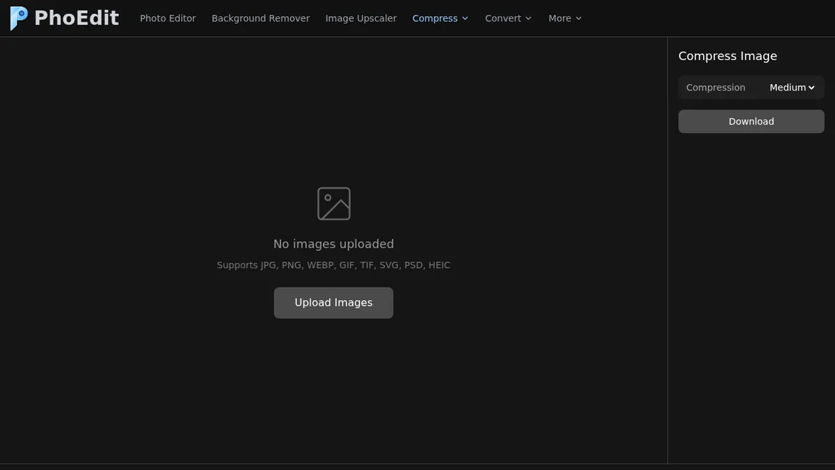 PhoEdit Compress Image before choosing the local test file